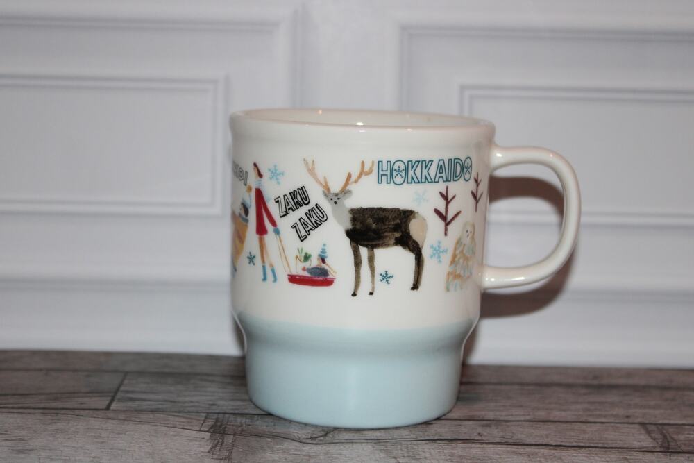 Starbucks Japan Hokkaido Geo Mug Reindeer Snow Bears Skiing Made in Japan